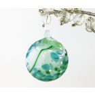 Frosted Art Glass Bauble - White, Green & Ocean