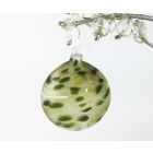 Frosted Art Glass Bauble - White, Amber & Moss