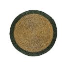 Woven Placemat w Colour Border Round 32cm - Forest