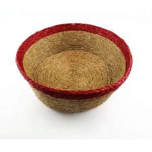 Large Woven Basket w Colour Border - Tangerine