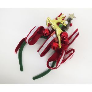 Candy Stripe Ribbon & Reindeer Headband