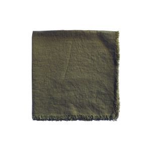 Linen Napkin w Frayed edge - Fir Green