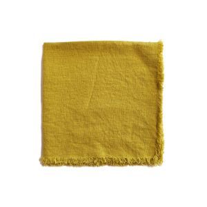 Linen Napkin w Frayed Edge - Chartreuse