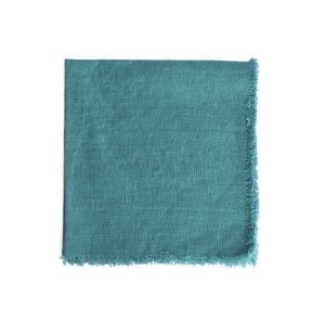 Linen Napkin w Frayed edge - Aqua