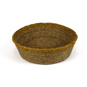 Large Woven Basket w Colour Border - Mustard