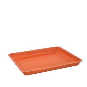 Orange Rectangular Leather Tray 